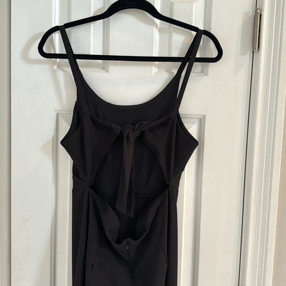 Blue Blush Spaghetti Strap Black Jumpsuit w/ Cut-Out Back & Sash - Picture 5 of 11